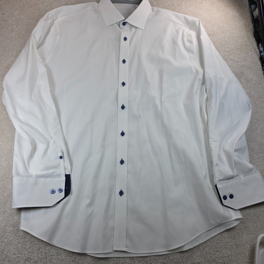 Twillory Dress Shirt Mens 17.5 34-35 White Performance Fabric Tailored Fit - Picture 2 of 7